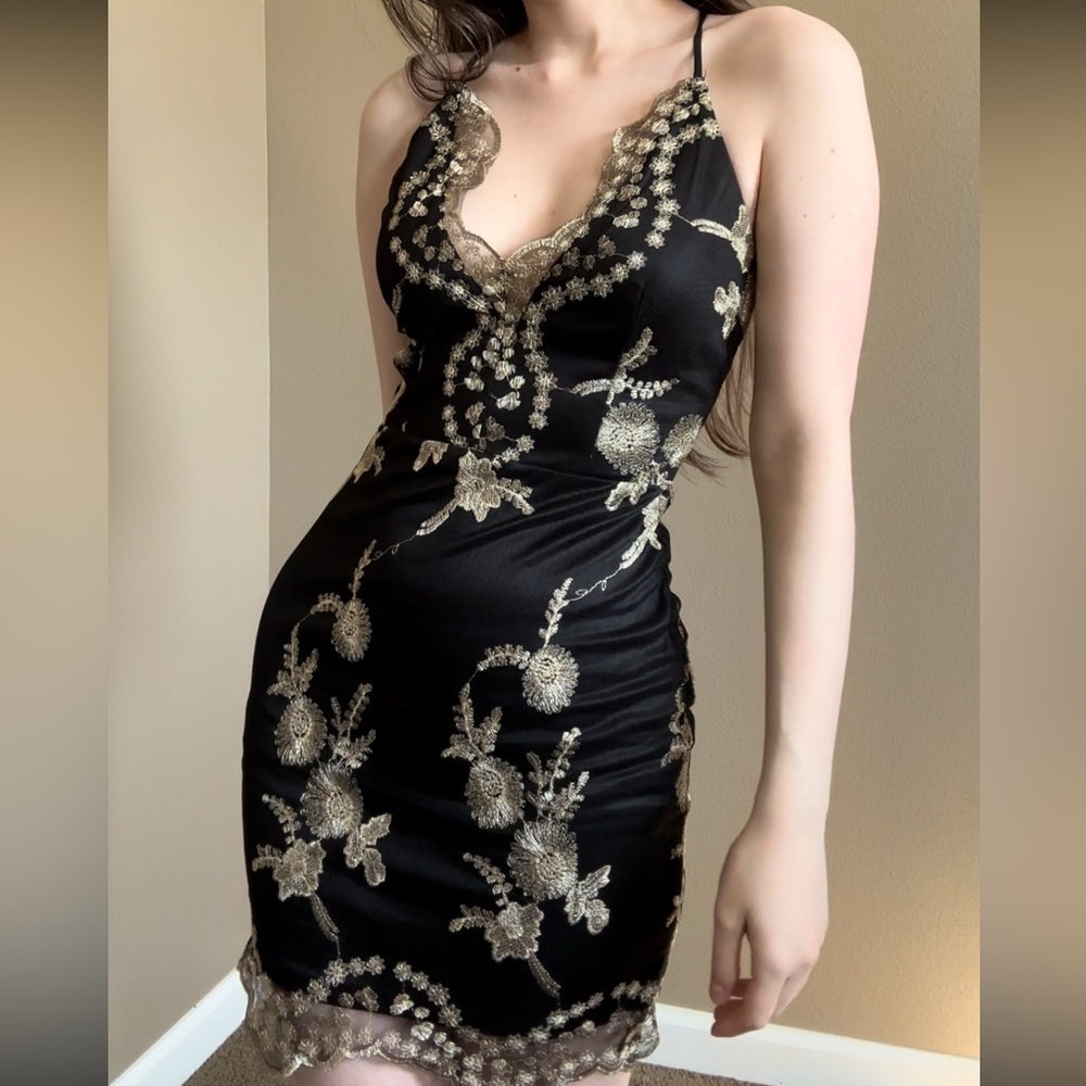 Elegant Black Floral Dress